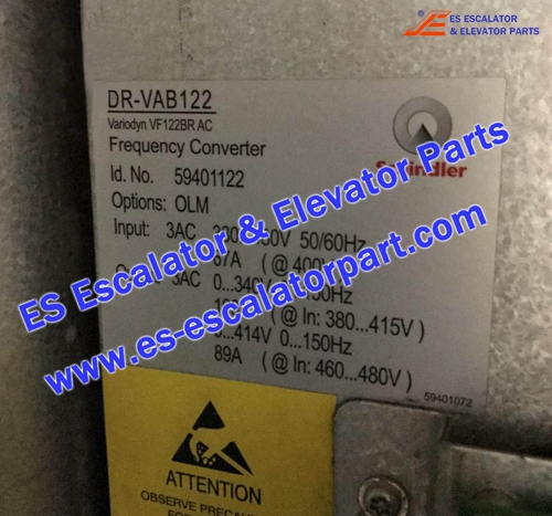 Schindler Escalator Parts DR-VAB122 Frequency Converter Schindler Escalator Parts DR-VAB122 Frequency Converter