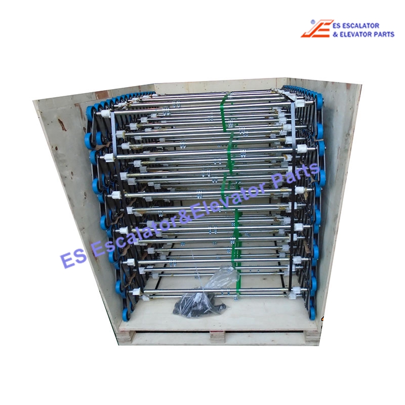 XAA26150X11 Escalator Step Chain 508-XO Reinforced Complete For 12 Steps 800mm 36 links left+36 links right+12pcs PIN d=15mm+12Axles+24Bushes+24Bolts  Roller 76x22mm With All Roller Bearings Pin-Roller 6204 / 2 Slave-Rollers 6203 Outer 30x5/Inner 35x5 Plates 90KN Use For Otis