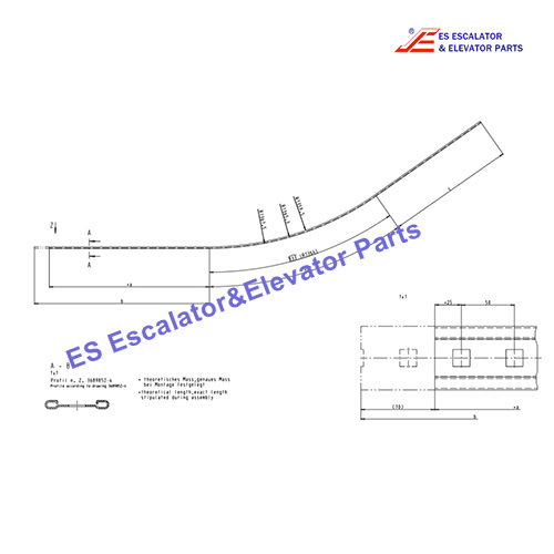 DEE3716054 Escalator Handrail Guide 35-2 BOTTOM Use For Kone