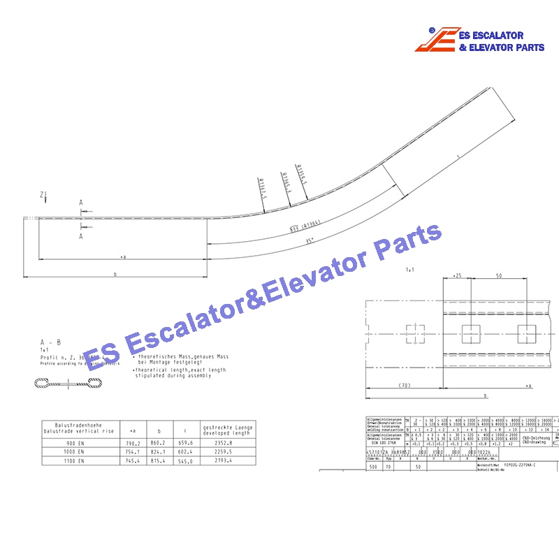 DEE3716054 Escalator Handrail Guide 35-2 BOTTOM Use For Kone