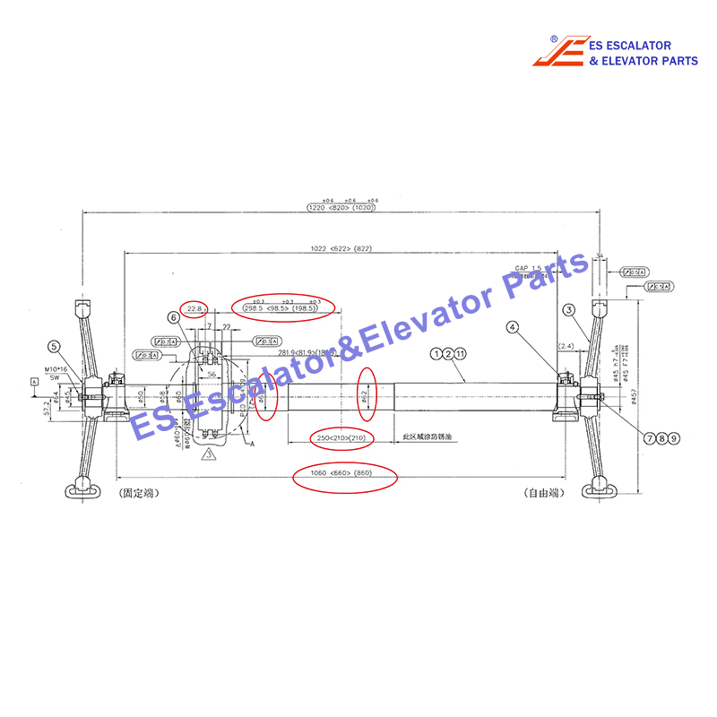 DSA2000536A Escalator Handrail Drive Shaft  Type SCE35-1200 Use For Lg/Sigma