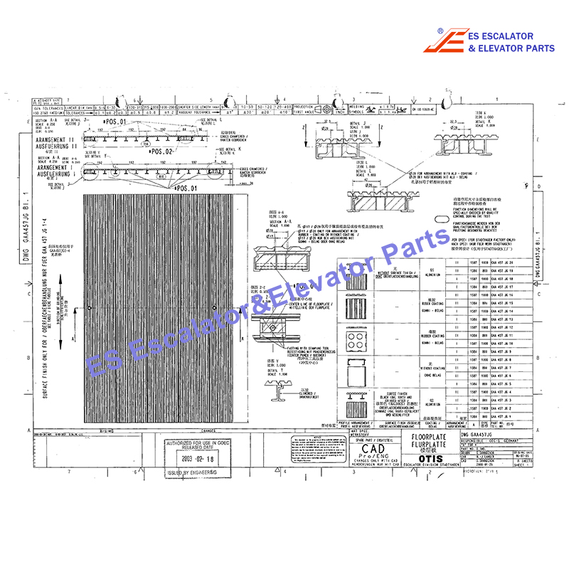 GAA457JG18 Escalator  Floor Plate Use For Otis