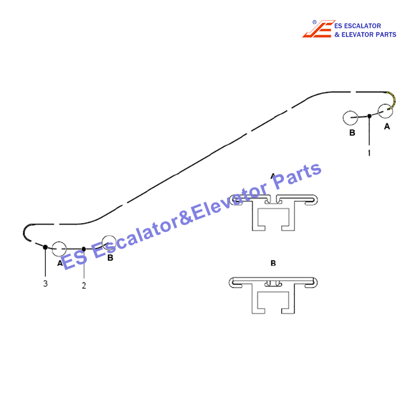 XAA402TW19 Escalator Guide XO-508 L=1285mm 2 flat steps 35 deg Use For Otis