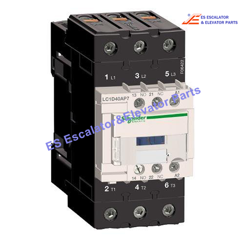 LC1D40AP7 Elevator IEC Contactor  TeSys D Nonreversing 40A 30HP At 480VAC Up To 100KA SCCR 3 Phase 3 NO 230VAC 50/60Hz Coil Open Use For Schneider 