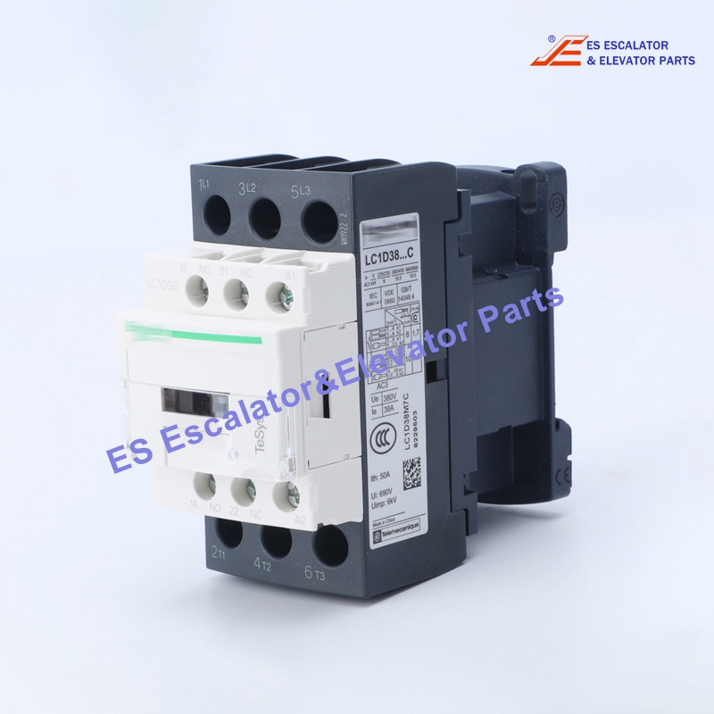 LC1D38P7 Elevator TeSys Deca Contactor 3P(3 NO) - AC-3/AC-3e - <= 440 V 38 A - 230 V AC 50/60 Hz Coil Use For Schneide