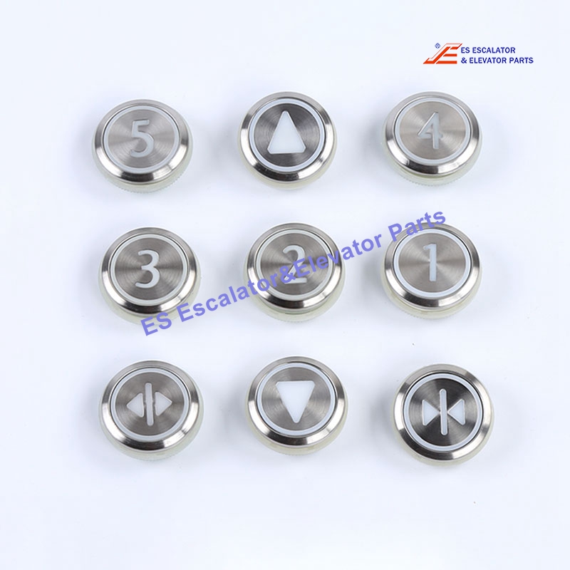 KM863050G017H006 Elevator Push Button KDS Standard Round No Braile Silver Brush Stainless Steel Button Symbol '6' Color:White Use For Kone