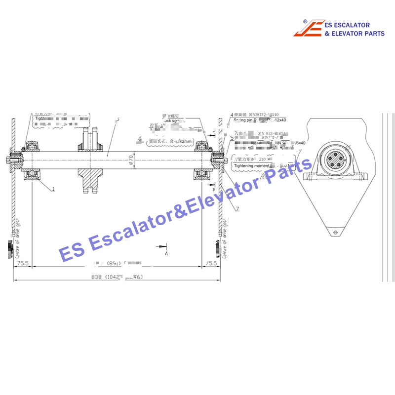 1090015000 Escalator Velino Handrail Shaft Use For Thyssenkrupp