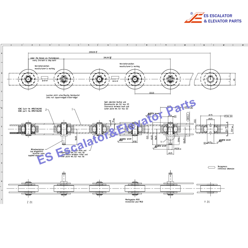 18KV-SF Escalator Step Chain Use For Kone