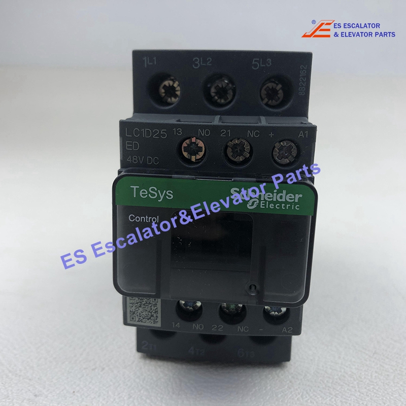 LC1D25ED Elevator Contactor 3P(3 NO) AC-3/AC-3e <= 440V 25A 48 VDC Coil Use For Schneider